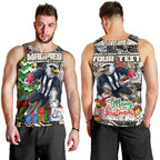 Custom Magpies Rugby Merry Christmas Men Tank Top Indigenous Australian Art