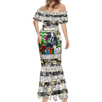 Custom Magpies Rugby Merry Christmas Mermaid Dress Indigenous Australian Art