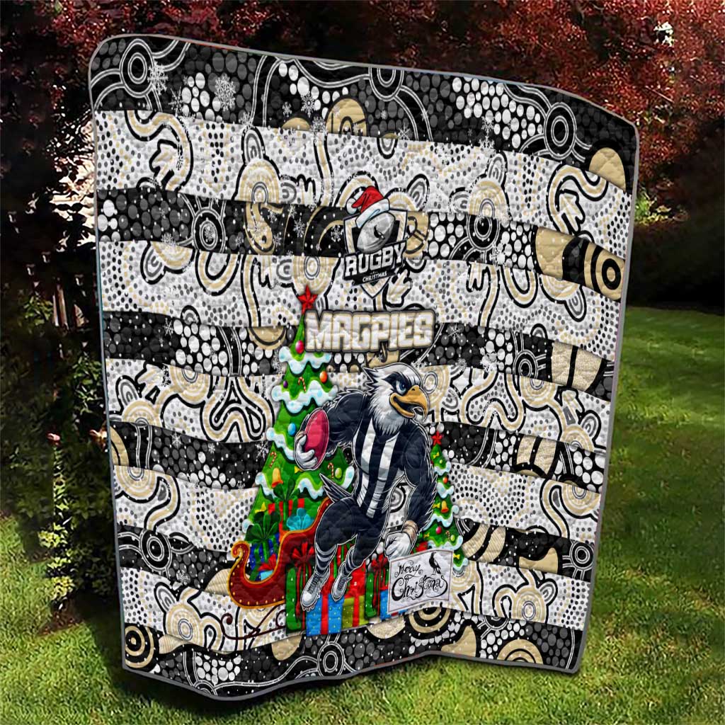 Magpies Football Merry Christmas Quilt Indigenous Australian Art