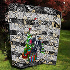 Magpies Football Merry Christmas Quilt Indigenous Australian Art
