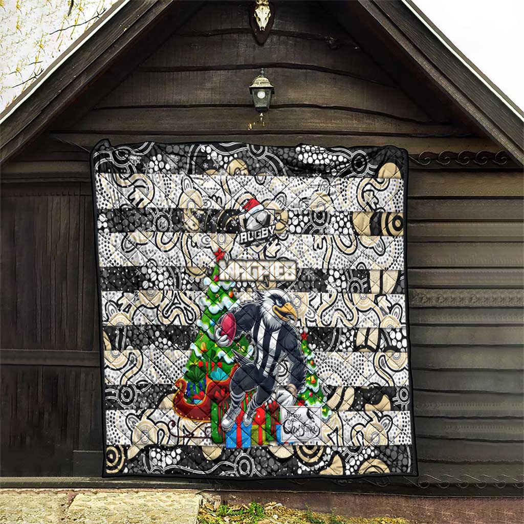 Magpies Football Merry Christmas Quilt Indigenous Australian Art