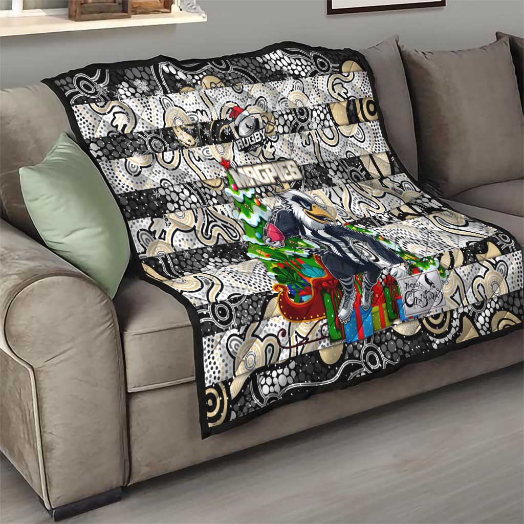 Magpies Football Merry Christmas Quilt Indigenous Australian Art