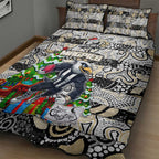 Magpies Football Merry Christmas Quilt Bed Set Indigenous Australian Art