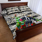 Magpies Football Merry Christmas Quilt Bed Set Indigenous Australian Art