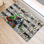 Magpies Football Merry Christmas Rubber Doormat Indigenous Australian Art