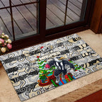 Magpies Football Merry Christmas Rubber Doormat Indigenous Australian Art