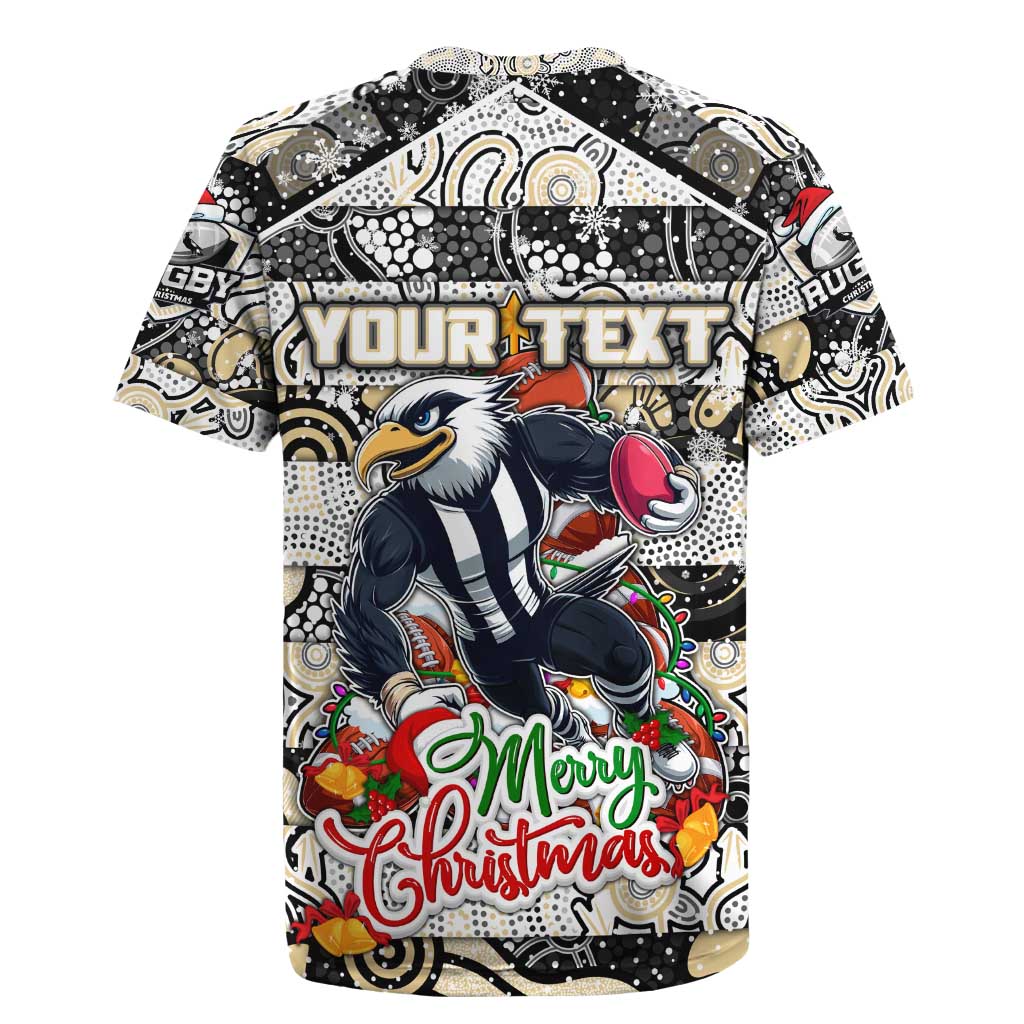 Custom Magpies Rugby Merry Christmas Rugby Jersey Indigenous Australian Art