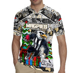 Custom Magpies Rugby Merry Christmas Rugby Jersey Indigenous Australian Art