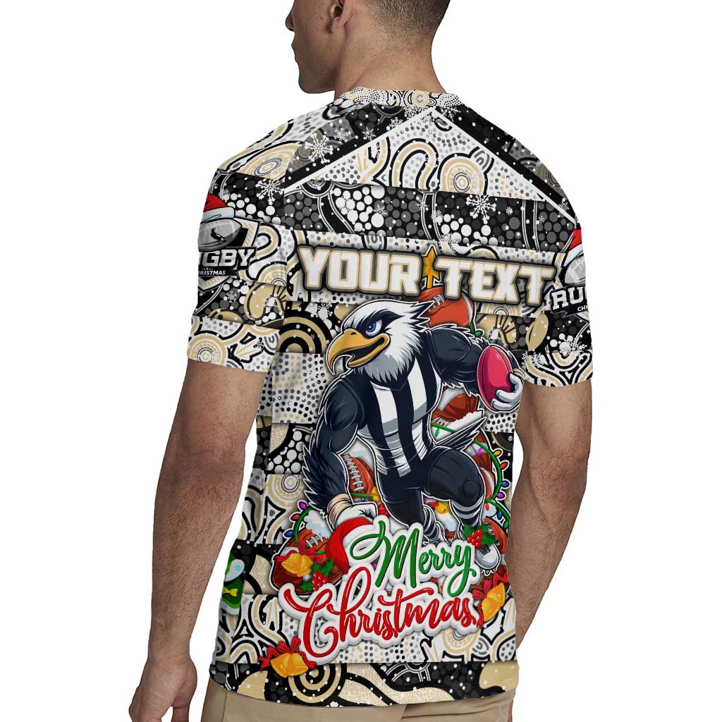 Custom Magpies Rugby Merry Christmas Rugby Jersey Indigenous Australian Art