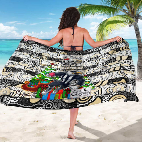 Magpies Football Merry Christmas Sarong Indigenous Australian Art