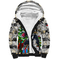 Custom Magpies Rugby Merry Christmas Sherpa Hoodie Indigenous Australian Art
