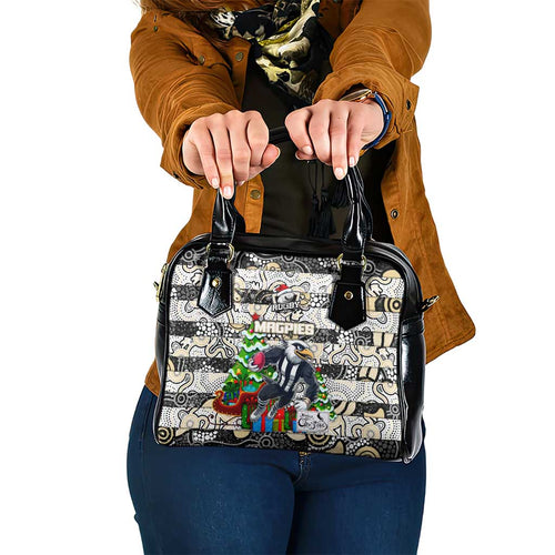 Magpies Football Merry Christmas Shoulder Handbag Indigenous Australian Art