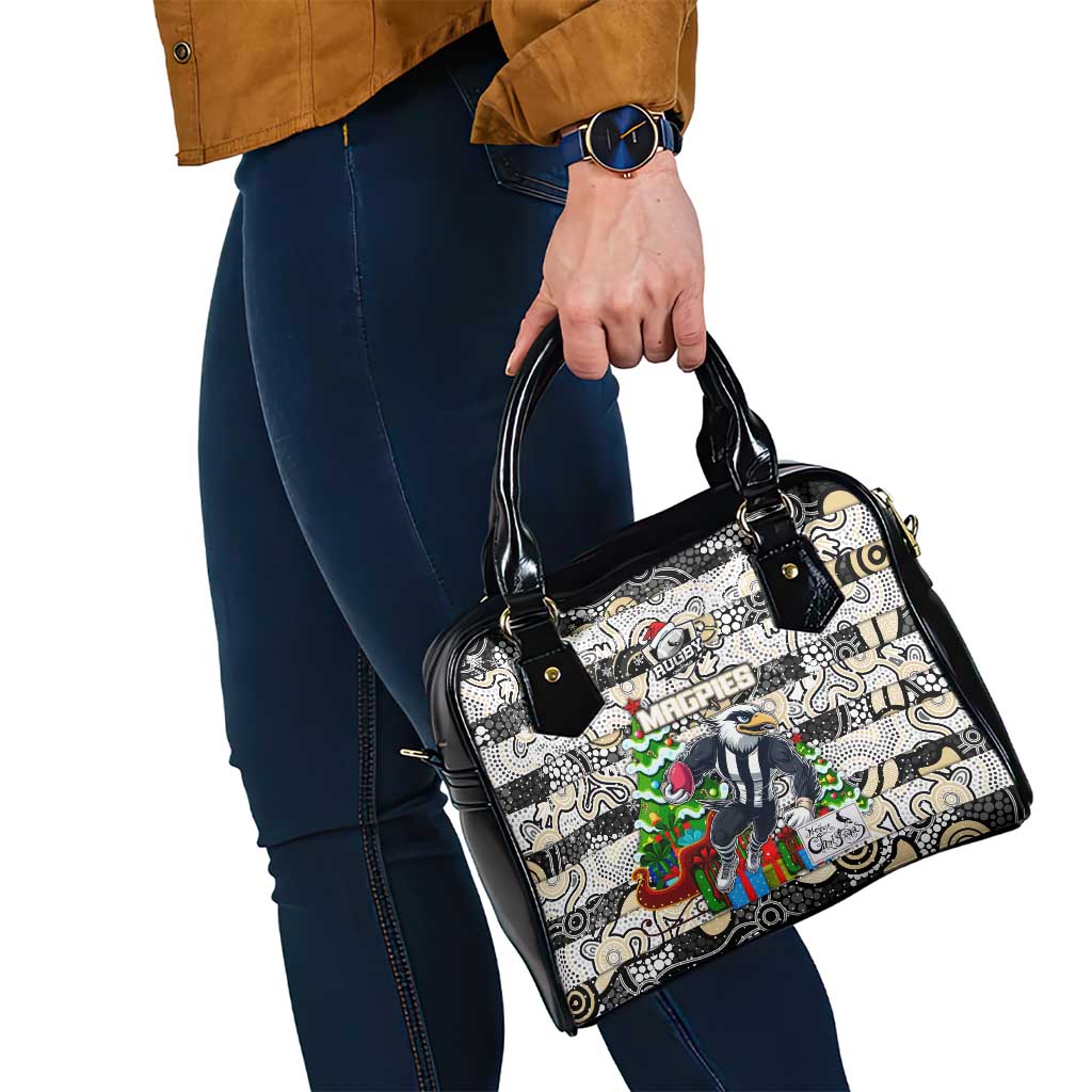 Magpies Football Merry Christmas Shoulder Handbag Indigenous Australian Art