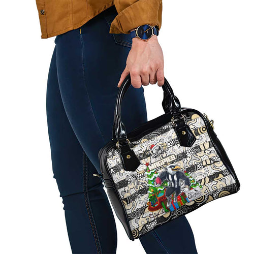 Magpies Football Merry Christmas Shoulder Handbag Indigenous Australian Art