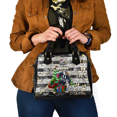 Magpies Football Merry Christmas Shoulder Handbag Indigenous Australian Art