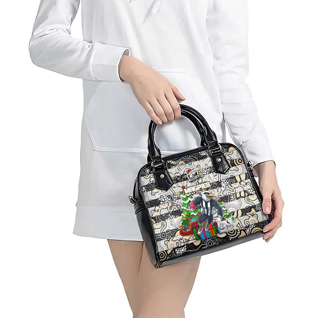 Magpies Football Merry Christmas Shoulder Handbag Indigenous Australian Art