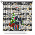 Magpies Football Merry Christmas Shower Curtain Indigenous Australian Art