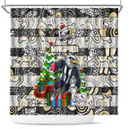 Magpies Football Merry Christmas Shower Curtain Indigenous Australian Art