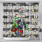 Magpies Football Merry Christmas Shower Curtain Indigenous Australian Art