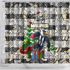 Magpies Football Merry Christmas Shower Curtain Indigenous Australian Art