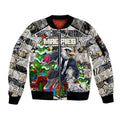 Custom Magpies Rugby Merry Christmas Sleeve Zip Bomber Jacket Indigenous Australian Art