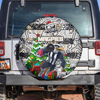 Magpies Football Merry Christmas Spare Tire Cover Indigenous Australian Art