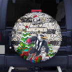 Magpies Football Merry Christmas Spare Tire Cover Indigenous Australian Art