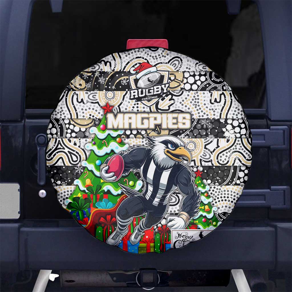 Magpies Football Merry Christmas Spare Tire Cover Indigenous Australian Art