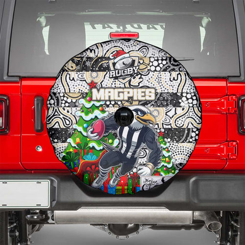 Magpies Football Merry Christmas Spare Tire Cover Indigenous Australian Art
