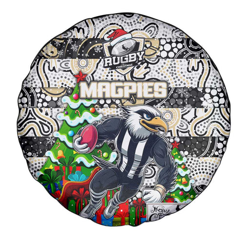 Magpies Football Merry Christmas Spare Tire Cover Indigenous Australian Art