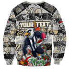 Custom Magpies Rugby Merry Christmas Sweatshirt Indigenous Australian Art