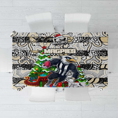 Magpies Football Merry Christmas Tablecloth Indigenous Australian Art