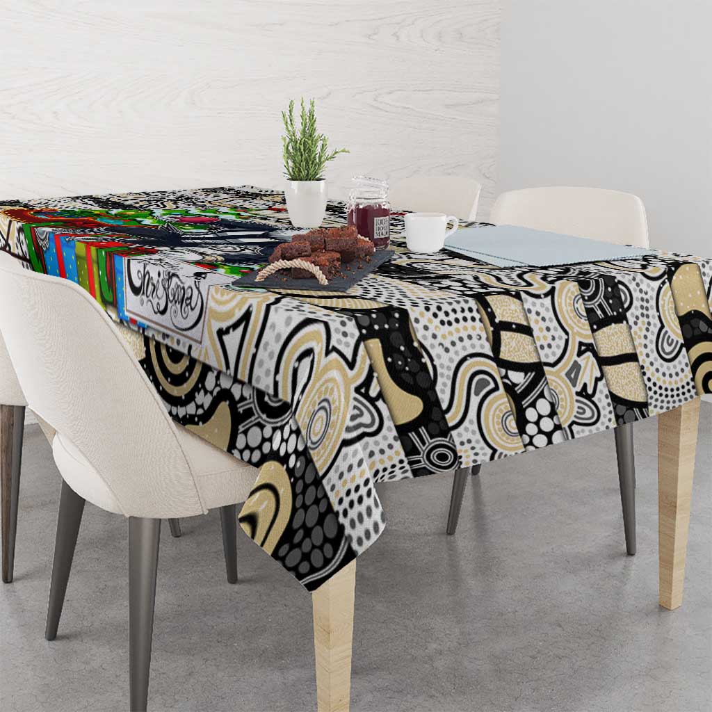 Magpies Football Merry Christmas Tablecloth Indigenous Australian Art