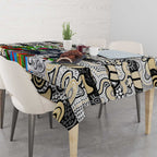 Magpies Football Merry Christmas Tablecloth Indigenous Australian Art