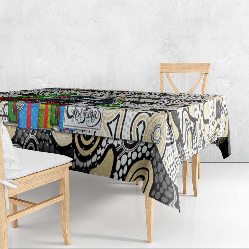 Magpies Football Merry Christmas Tablecloth Indigenous Australian Art