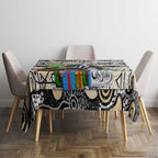 Magpies Football Merry Christmas Tablecloth Indigenous Australian Art