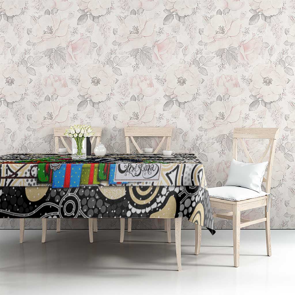 Magpies Football Merry Christmas Tablecloth Indigenous Australian Art