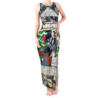 Custom Magpies Rugby Merry Christmas Tank Maxi Dress Indigenous Australian Art
