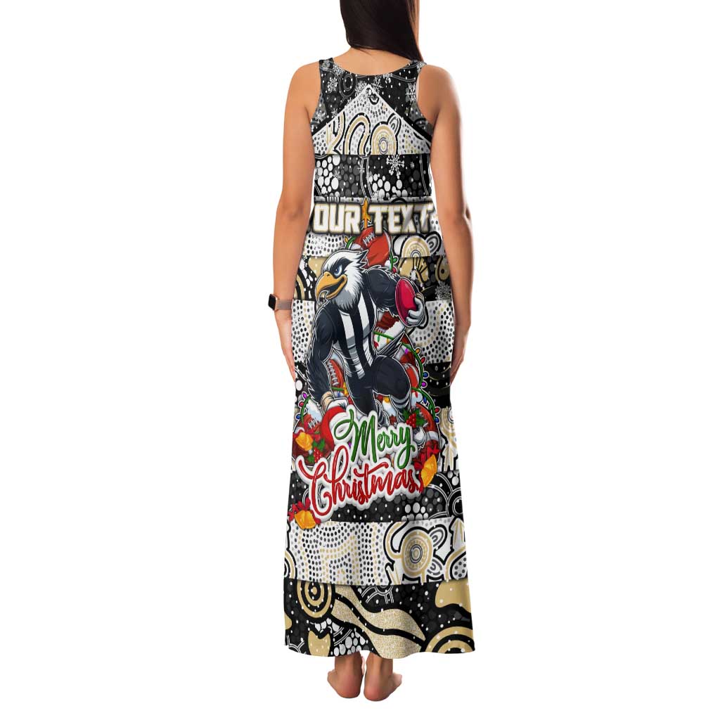 Custom Magpies Rugby Merry Christmas Tank Maxi Dress Indigenous Australian Art