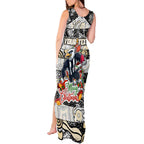 Custom Magpies Rugby Merry Christmas Tank Maxi Dress Indigenous Australian Art