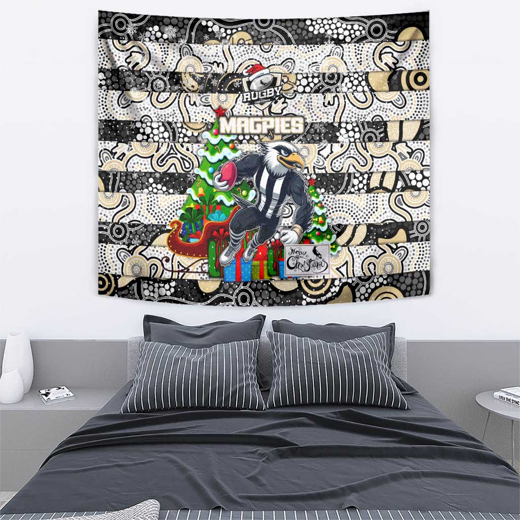 Magpies Football Merry Christmas Tapestry Indigenous Australian Art