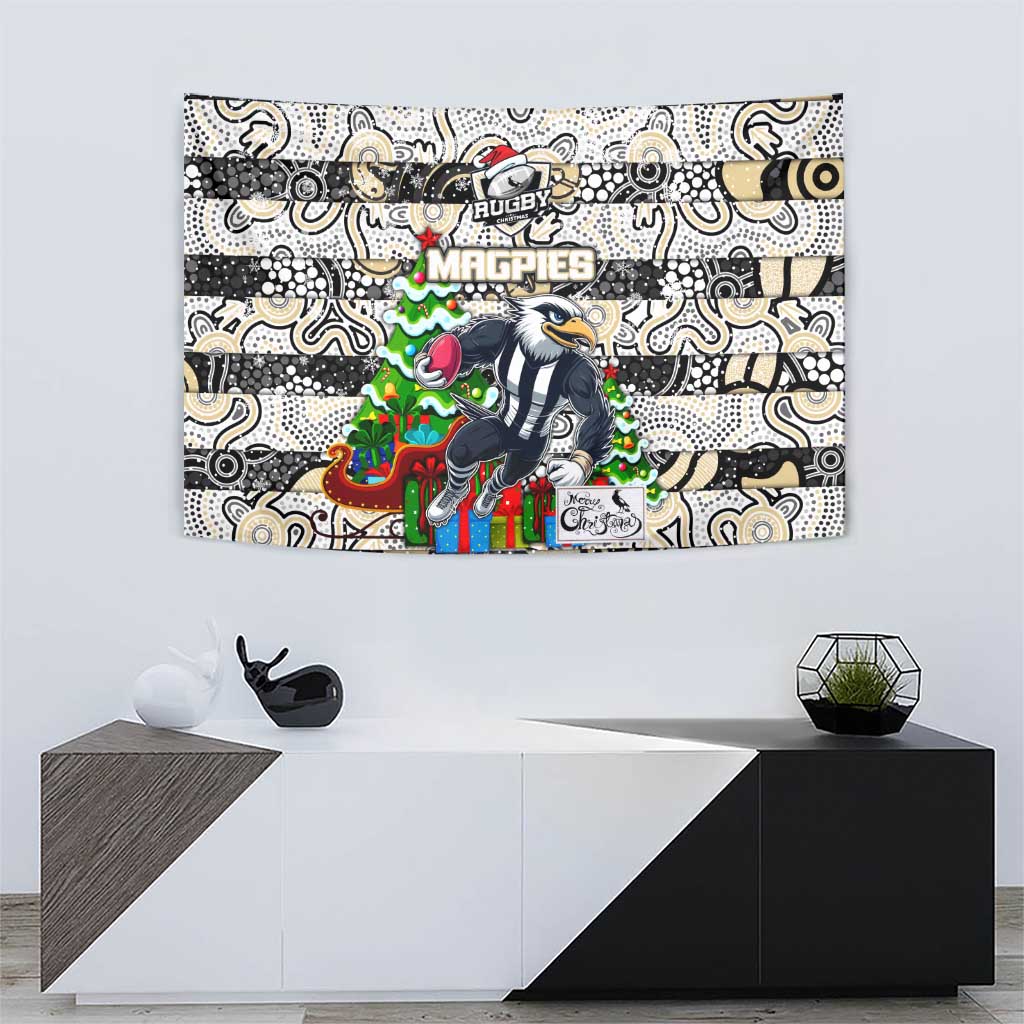 Magpies Football Merry Christmas Tapestry Indigenous Australian Art
