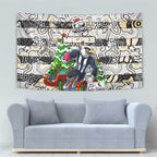 Magpies Football Merry Christmas Tapestry Indigenous Australian Art