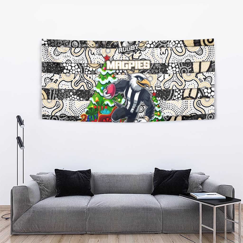 Magpies Football Merry Christmas Tapestry Indigenous Australian Art