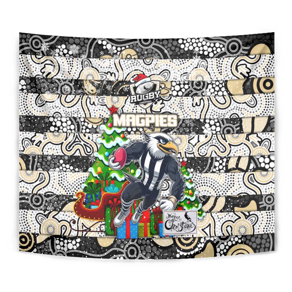 Magpies Football Merry Christmas Tapestry Indigenous Australian Art