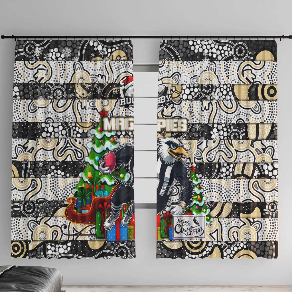 Magpies Football Merry Christmas Window Curtain Indigenous Australian Art