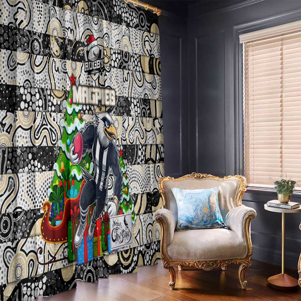 Magpies Football Merry Christmas Window Curtain Indigenous Australian Art