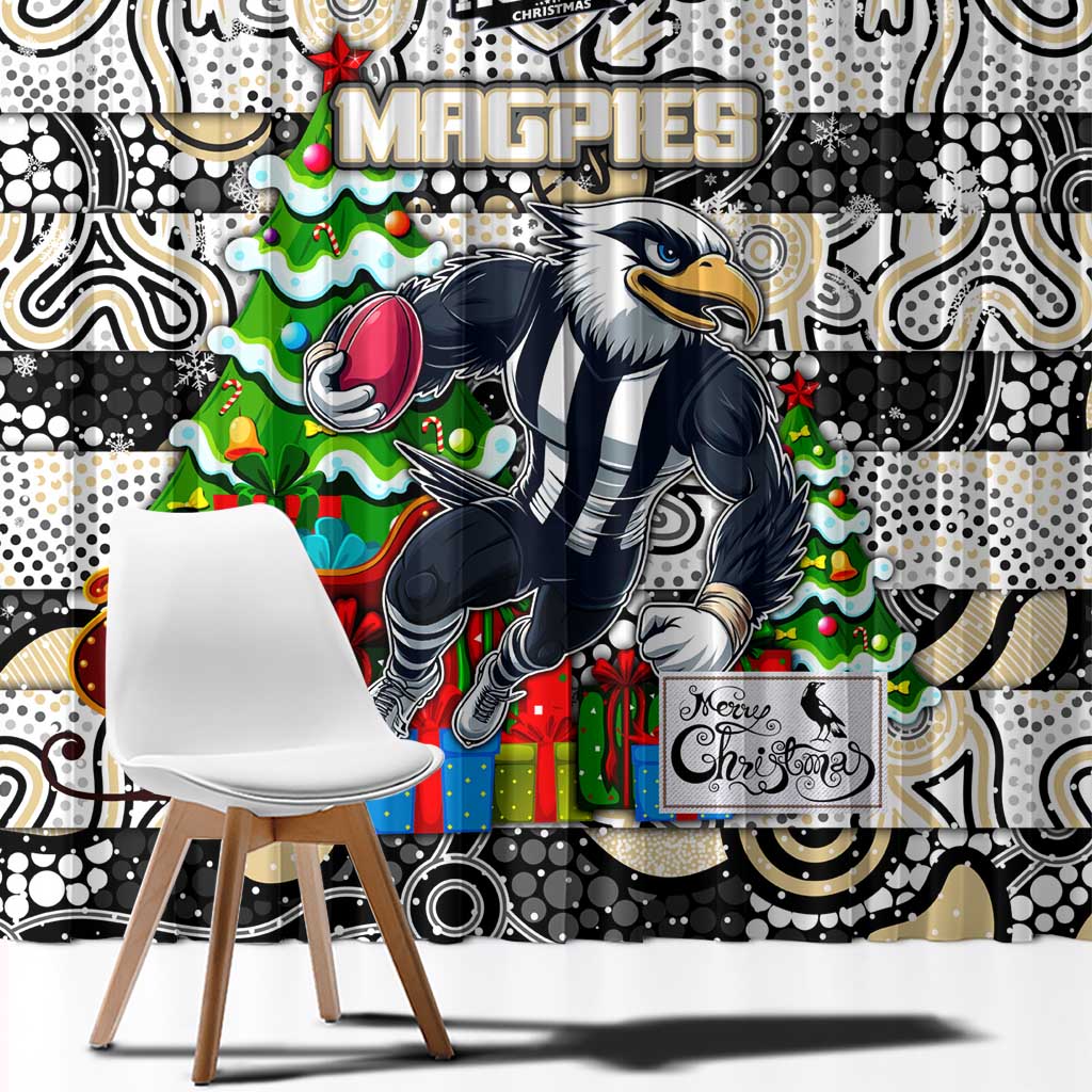 Magpies Football Merry Christmas Window Curtain Indigenous Australian Art
