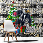 Magpies Football Merry Christmas Window Curtain Indigenous Australian Art