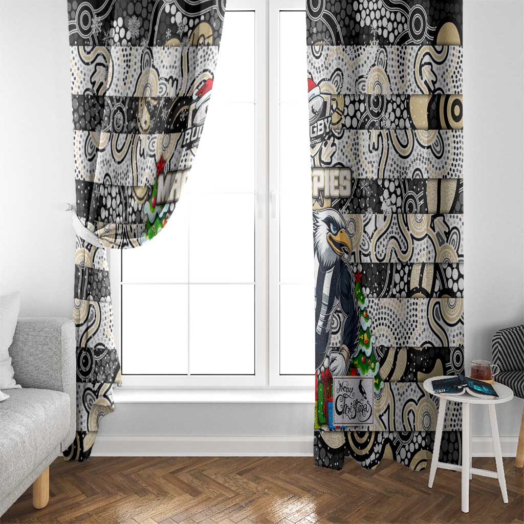 Magpies Football Merry Christmas Window Curtain Indigenous Australian Art